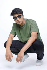 olive green cotton men's oversized t-shirt, Oversized olive t-shirt for men, Men green cotton t-shirt, Men casual t-shirt, Cotton oversized t-shirt men, Men trendy oversized t-shirt