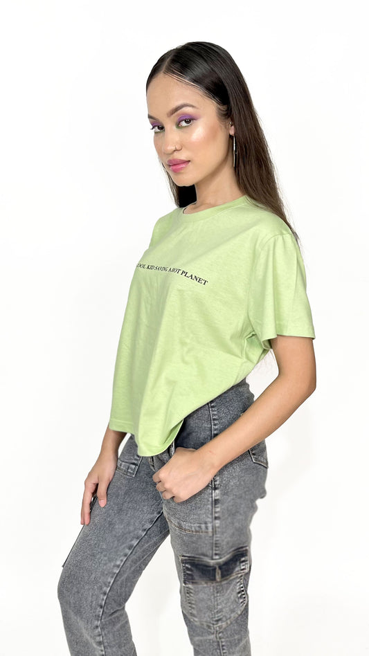 Cool Kid Pastel Green Tee-Slayink-Printed,Printed Tee,Printed Tshirt,Women Tshirt, green t shirt, green t-shirt womens,casual wear women, women relaxed fit t-shirt, green t-shirt women, printed t-shirt women, relaxed fit t-shirt for women, women's relaxed fit t-shirt, green graphic tee women, women's green printed t-shirt, loose fit green t-shirt women,women gym t-shirt, workout t-shirt for women, gym wear for women, activewear women,cotton t-shirt, trending casual wear