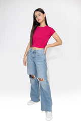 pink crop top, hot pink top, dark pink crop top,crop top in pink,pink crop top women, h&m pink top, crop top trend, trending crop top, pink top, crop top girls