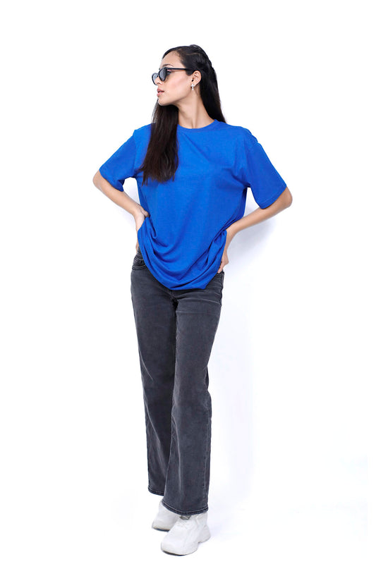 women blue T-shirt