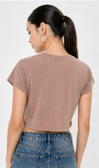 brown cotton crop top. aesthetic fashion top. Comfortable cotton crop top in latte brown shade.Basic brown crop top for casual and layered outfits. Trendy brown cotton crop top for women’s fashion store. Soft stretch cotton brown crop top for daily wear. Brown fitted crop top with clean minimal design. Cotton cap sleeve crop top in earthy brown tone.
Women’s latte brown cropped cotton t-shirt top. Casual chic brown cotton crop top for Gen Z fashion.