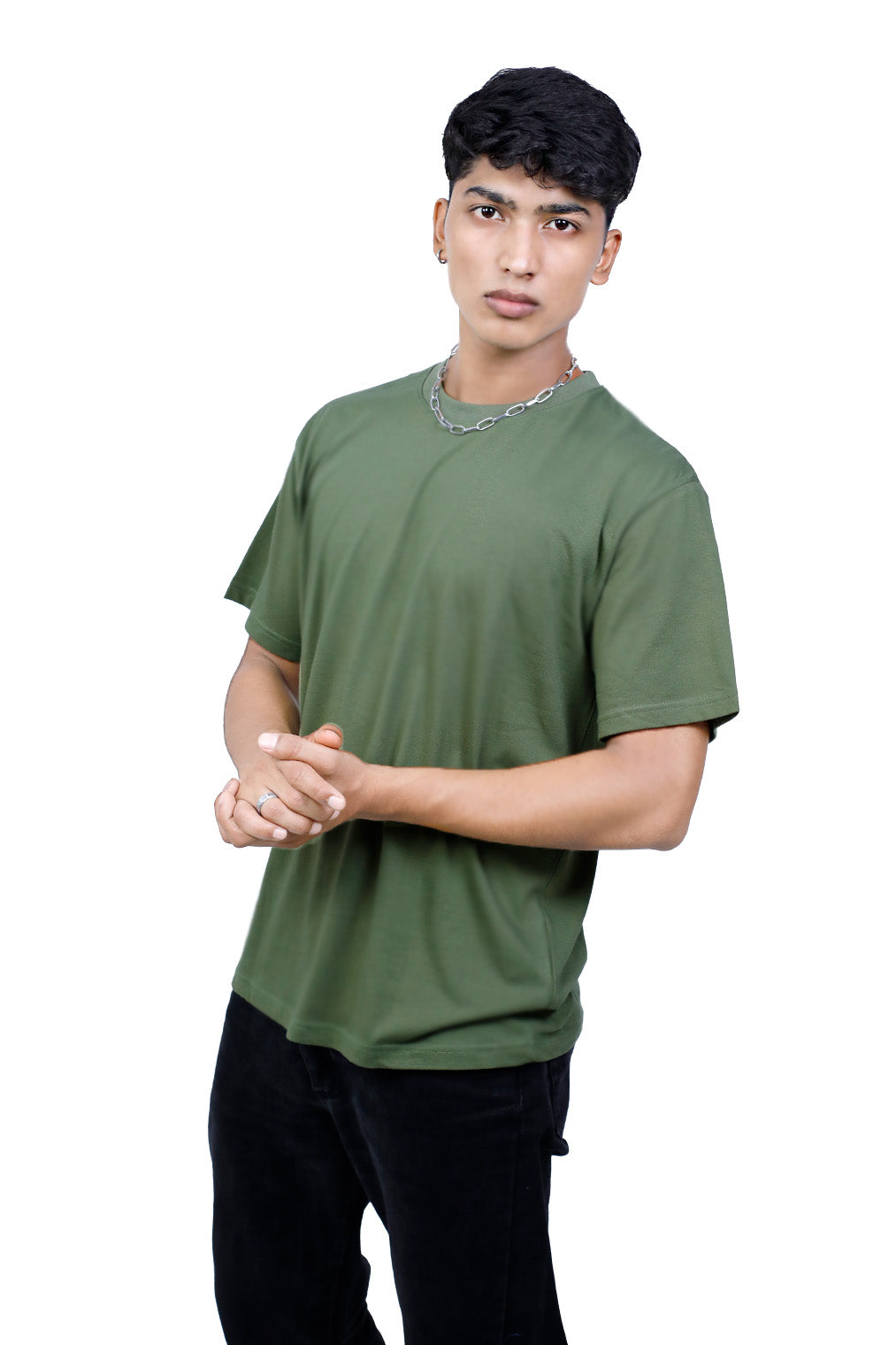 olive green cotton men's oversized t-shirt, Oversized olive t-shirt for men, Men green cotton t-shirt, Men casual t-shirt, Cotton oversized t-shirt men, Men trendy oversized t-shirt
