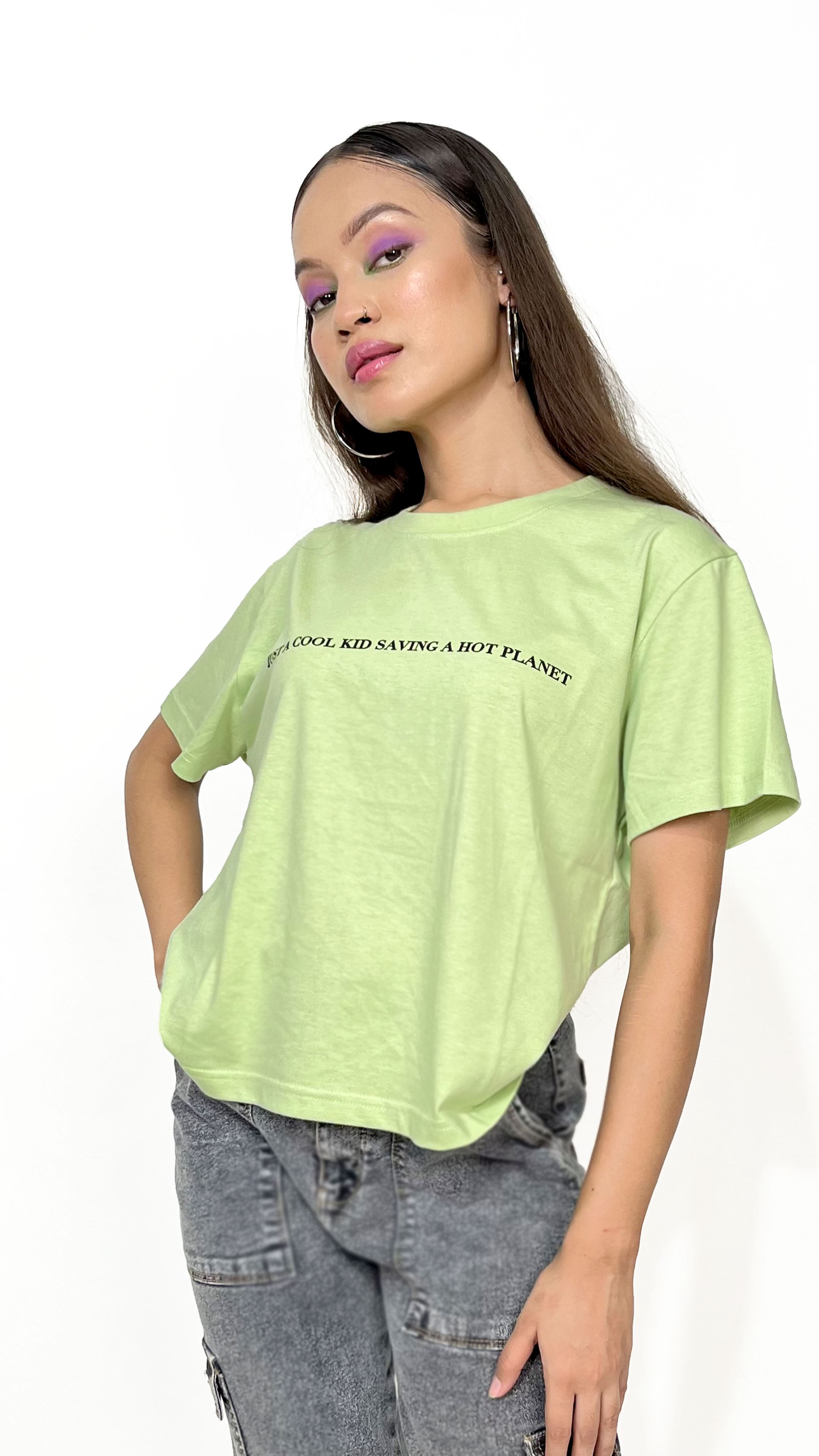 Cool Kid Pastel Green Tee-Slayink-Printed,Printed Tee,Printed Tshirt,Women Tshirt, green t shirt, green t-shirt womens,casual wear women, women relaxed fit t-shirt, green t-shirt women, printed t-shirt women, relaxed fit t-shirt for women, women's relaxed fit t-shirt, green graphic tee women, women's green printed t-shirt, loose fit green t-shirt women,women gym t-shirt, workout t-shirt for women, gym wear for women, activewear women,cotton t-shirt, trending casual wear