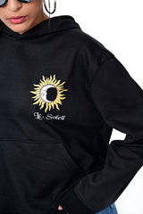 Printed Black oversized Hoodie