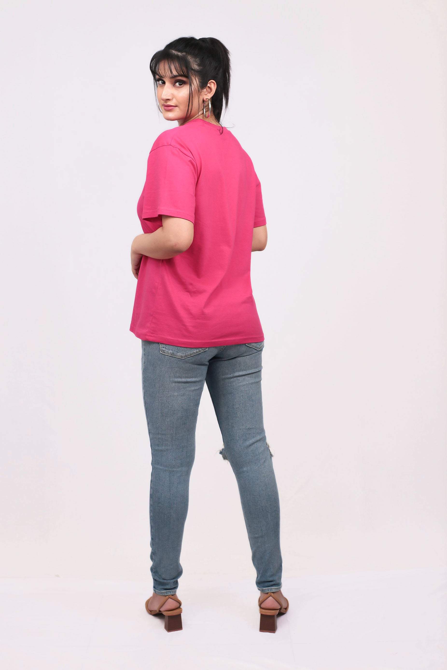 Fuschia Oversized Solid Tee-Slayink-