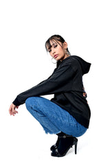 Printed Black oversized Hoodie