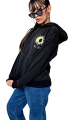 Printed Black oversized Hoodie