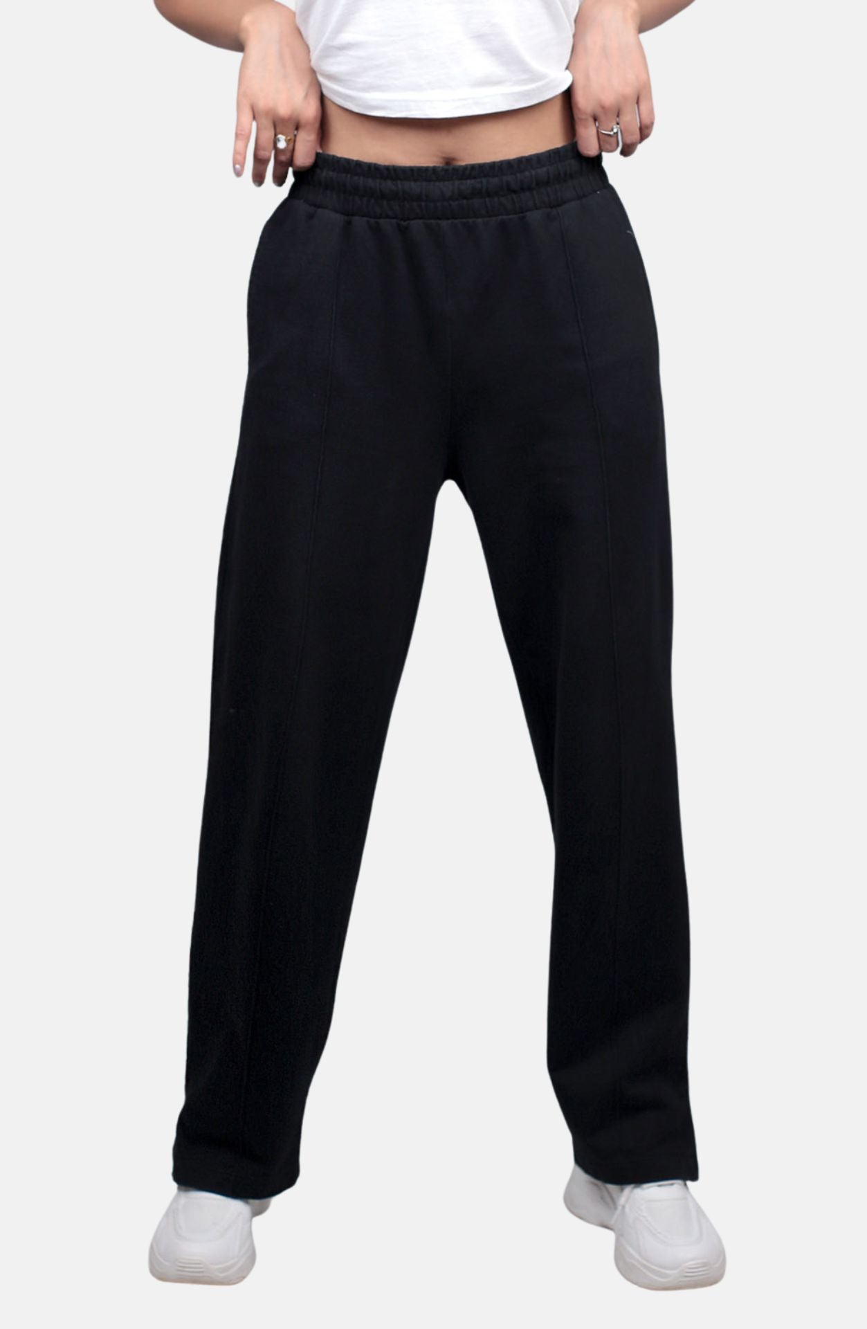 Slayink Women Black High Waist Sweatpants