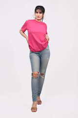 Fuschia Oversized Solid Tee-Slayink-
