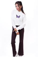 Crop Hoodie White-Slayink-CASUAL,casualwear,Cotton,Crop Sweatshirt,Crop top,Dropshoulder,Hoodie,Loungewear,SWEATSHIRT,Sweattop,Westernwear,Winter,winterclothing