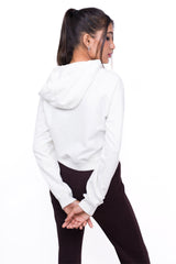 Crop Hoodie White-Slayink-CASUAL,casualwear,Cotton,Crop Sweatshirt,Crop top,Dropshoulder,Hoodie,Loungewear,SWEATSHIRT,Sweattop,Westernwear,Winter,winterclothing