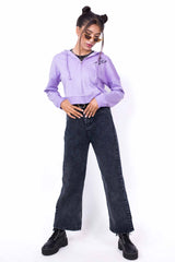 Zipper Crop Hoodie Lilac - Fleece-Slayink-CASUAL,casualwear,Cotton,Crop Sweatshirt,Crop top,Dropshoulder,Hoodie,Loungewear,SWEATSHIRT,Sweattop,Westernwear,Winter,winterclothing