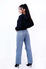 Crop Hoodie Black-Slayink-CASUAL,casualwear,Cotton,Crop Sweatshirt,Crop top,Hoodie,Loungewear,Sweattop,Westernwear,Winter,winterclothing