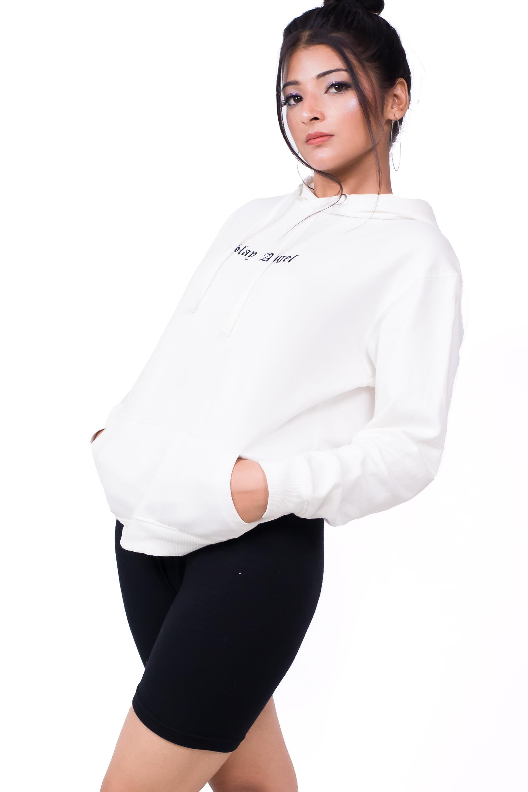 Embroidered Oversized Hoodie White - Fleece-Slayink-CASUAL,casualwear,Cotton,Dropshoulder,Hoodie,Loungewear,Oversized,SWEATSHIRT,Westernwear,Winter,winterclothing