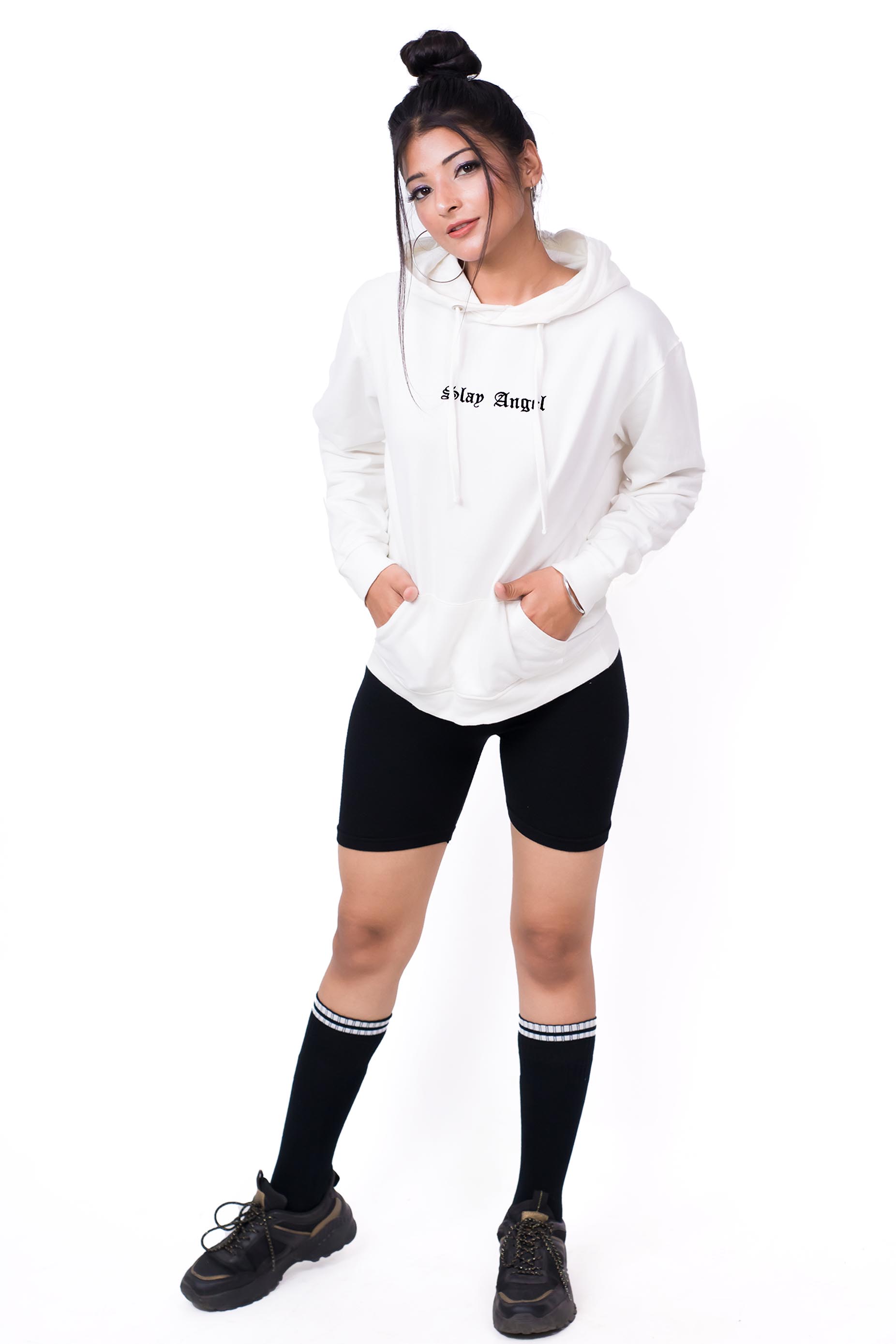 Embroidered Oversized Hoodie White - Fleece-Slayink-CASUAL,casualwear,Cotton,Dropshoulder,Hoodie,Loungewear,Oversized,SWEATSHIRT,Westernwear,Winter,winterclothing