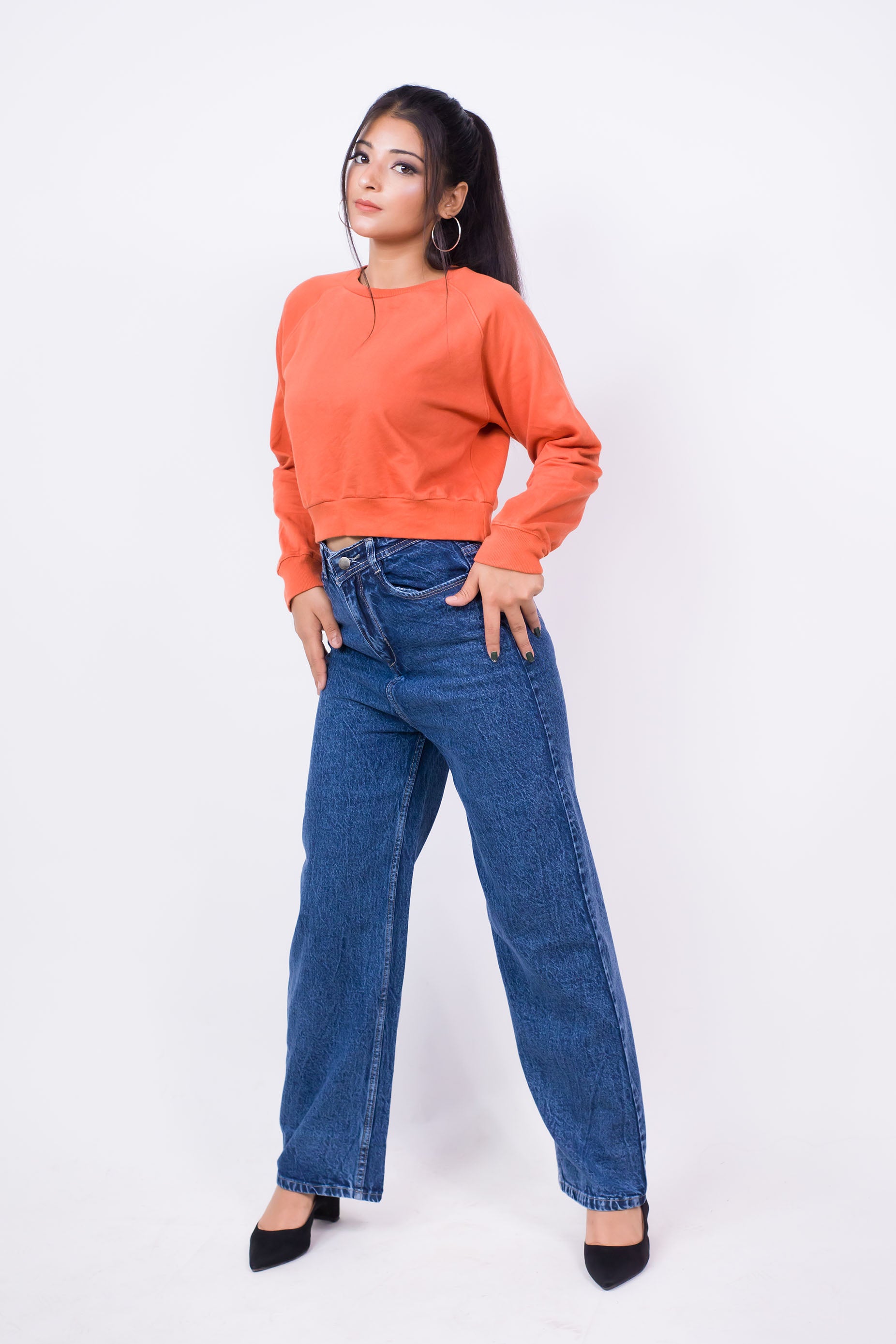 Raglan Sleeve Crop Sweatshirt Copper - Fleece-Slayink-CASUAL,casualwear,Cotton,Crop Sweatshirt,Crop top,Loungewear,SWEATSHIRT,Sweattop,Westernwear,Winter,winterclothing