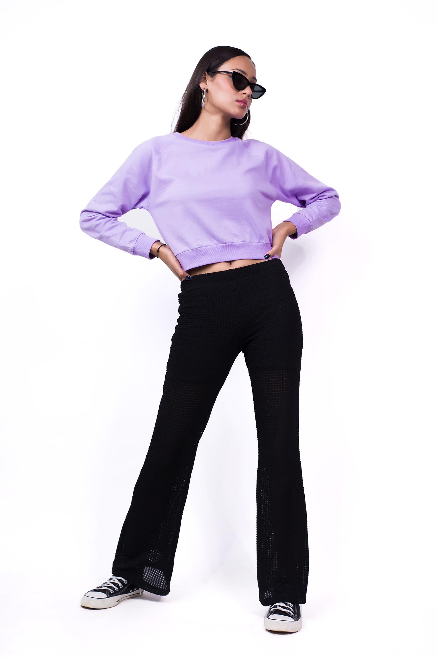 Raglan Sleeve Crop Sweatshirt Lilac - Fleece-Slayink-CASUAL,casualwear,Cotton,Crop Sweatshirt,Crop top,Loungewear,SWEATSHIRT,Sweattop,Westernwear,Winter,winterclothing,women winter outfit, women winter style, women winterwear