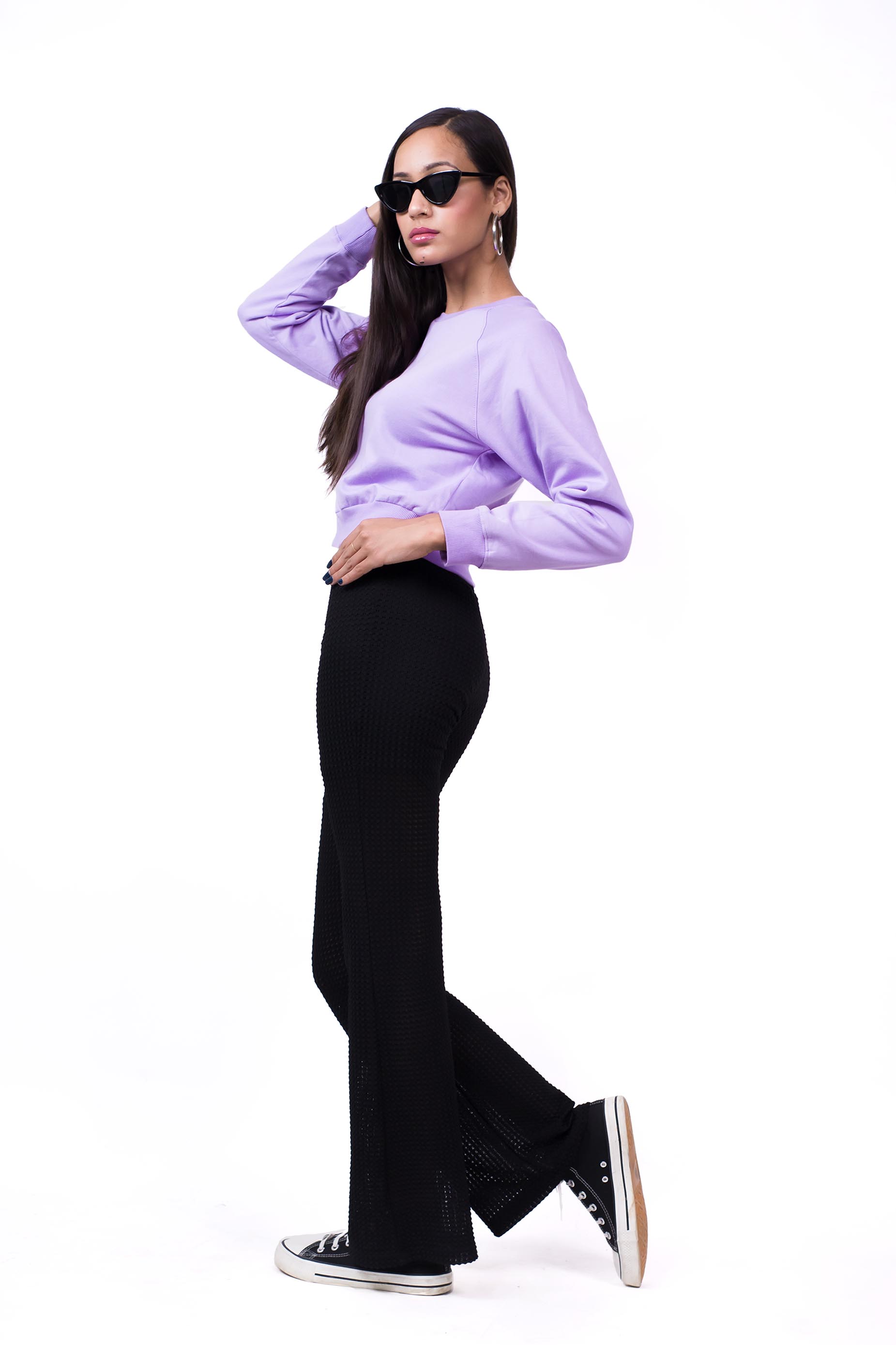 Raglan Sleeve Crop Sweatshirt Lilac - Fleece-Slayink-CASUAL,casualwear,Cotton,Crop Sweatshirt,Crop top,Loungewear,SWEATSHIRT,Sweattop,Westernwear,Winter,winterclothing,women winter outfit, women winter style, women winterwear