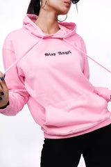 Embroidered Oversized Hoodie Pink - Fleece-Slayink-CASUAL,casualwear,Cotton,Crop top,Dropshoulder,Hoodie,Loungewear,Oversized,SWEATSHIRT,Westernwear,Winter,winterclothing