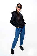 Printed Black oversized Hoodie