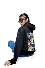 Printed Black oversized Hoodie