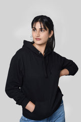 Relaxed Fit Hoodie Black - Fleece-Slayink-CASUAL,casualwear,Cotton,Crop Sweatshirt,Dropshoulder,Hoodie,Loungewear,SWEATSHIRT,Westernwear,Winter,winterclothing