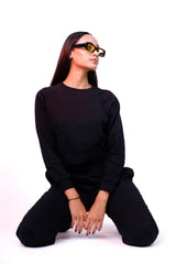 Black Loungewear Set-Slayink-CASUAL,casualwear,Cotton,joggers,Loungewear,SWEATSHIRT,trackpants,Westernwear,Winter,winterclothing