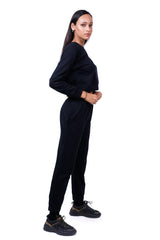 Black Loungewear Set-Slayink-CASUAL,casualwear,Cotton,joggers,Loungewear,SWEATSHIRT,trackpants,Westernwear,Winter,winterclothing