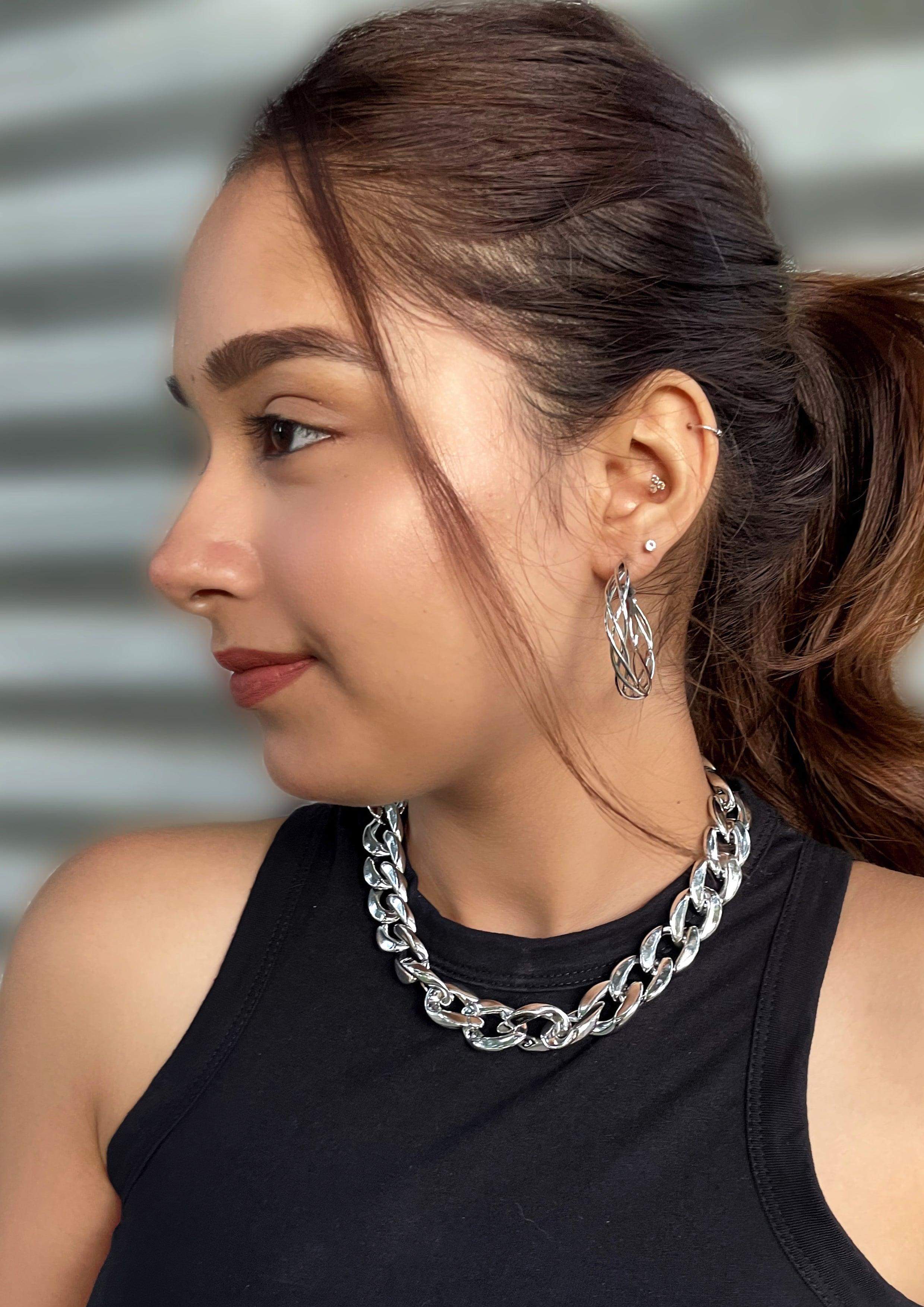 Chunky Silver Chain Choker-Slayink-chain,chain necklace,Choker,Chunky Silver Chain Choker,necklace,necklaces,Silver chain,Silver Chain Choker