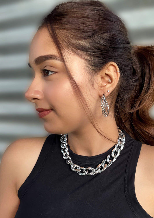 Chunky Silver Chain Choker-Slayink-chain,chain necklace,Choker,Chunky Silver Chain Choker,necklace,necklaces,Silver chain,Silver Chain Choker