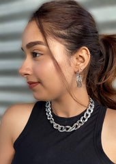 Chunky Silver Chain Choker-Slayink-chain,chain necklace,Choker,Chunky Silver Chain Choker,necklace,necklaces,Silver chain,Silver Chain Choker