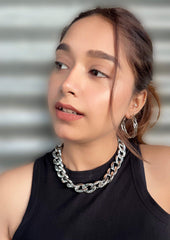 Chunky Silver Chain Choker-Slayink-chain,chain necklace,Choker,Chunky Silver Chain Choker,necklace,necklaces,Silver chain,Silver Chain Choker