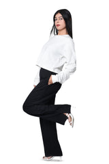 White sweatshirt, Terry cotton sweatshirt,100% cotton sweatshirt, Trendy White sweatshirt, Winter basics, white top winter, Casual sweatshirt, Women's sweatshirt, Stylish sweatshirt