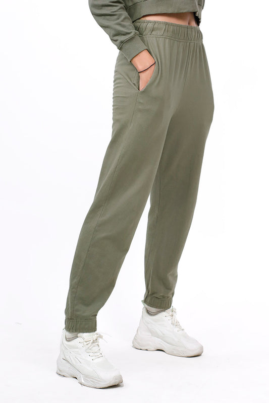 olive cotton joggers, 100% cotton joggers, comfortable joggers, casual wear, green joggers,stylish joggers, women's joggers