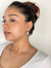 Butterfly Huggie Hoops White