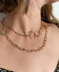 Layered Chunky Chain Gold Necklace