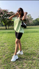 Oversized T-shirt, Relaxed fit T-shirt, Pastel T-shirt, Green T-shirt, Mint T-shirt , Green Top