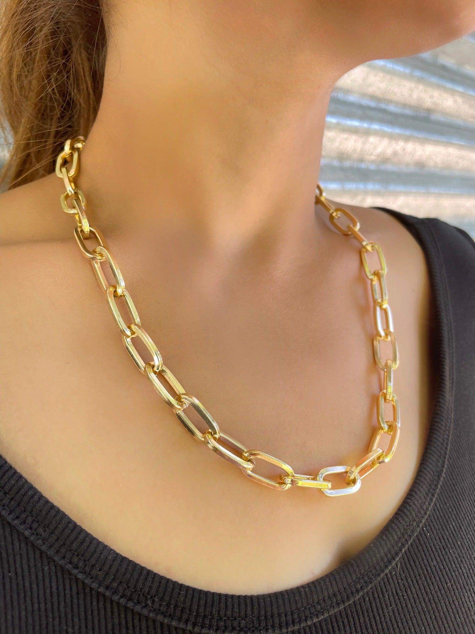 Gold Link Chain Necklace-Slayink-accessories,chain necklace,Choker,Gold chain,Gold necklace,jewellery,link chain,necklace,necklaces