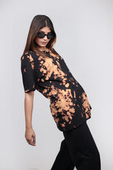 Oversized Black Tie & Dye Tee
