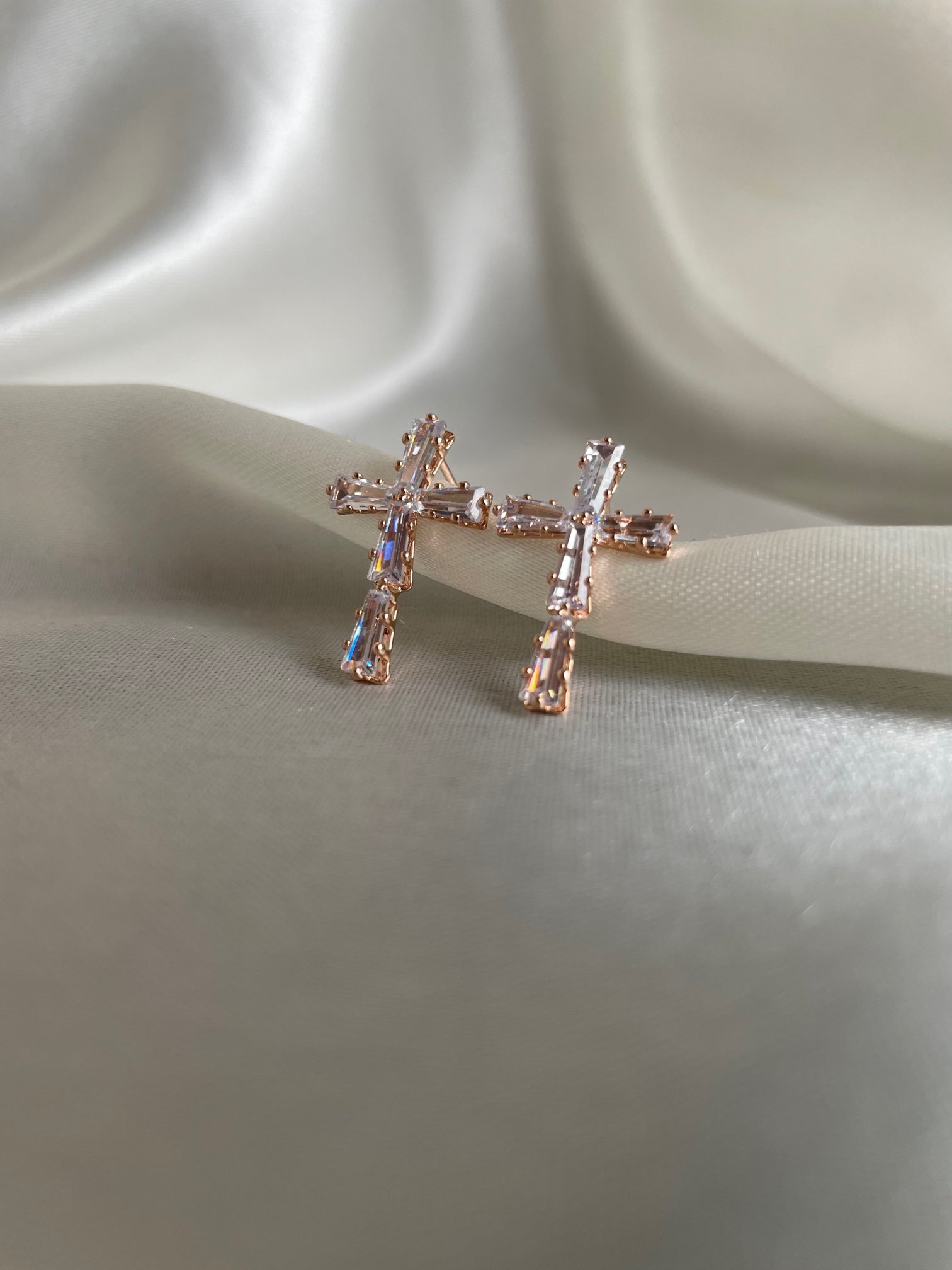 Rhinestone Cross Earrings.