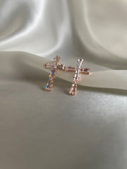 Rhinestone Cross Earrings.
