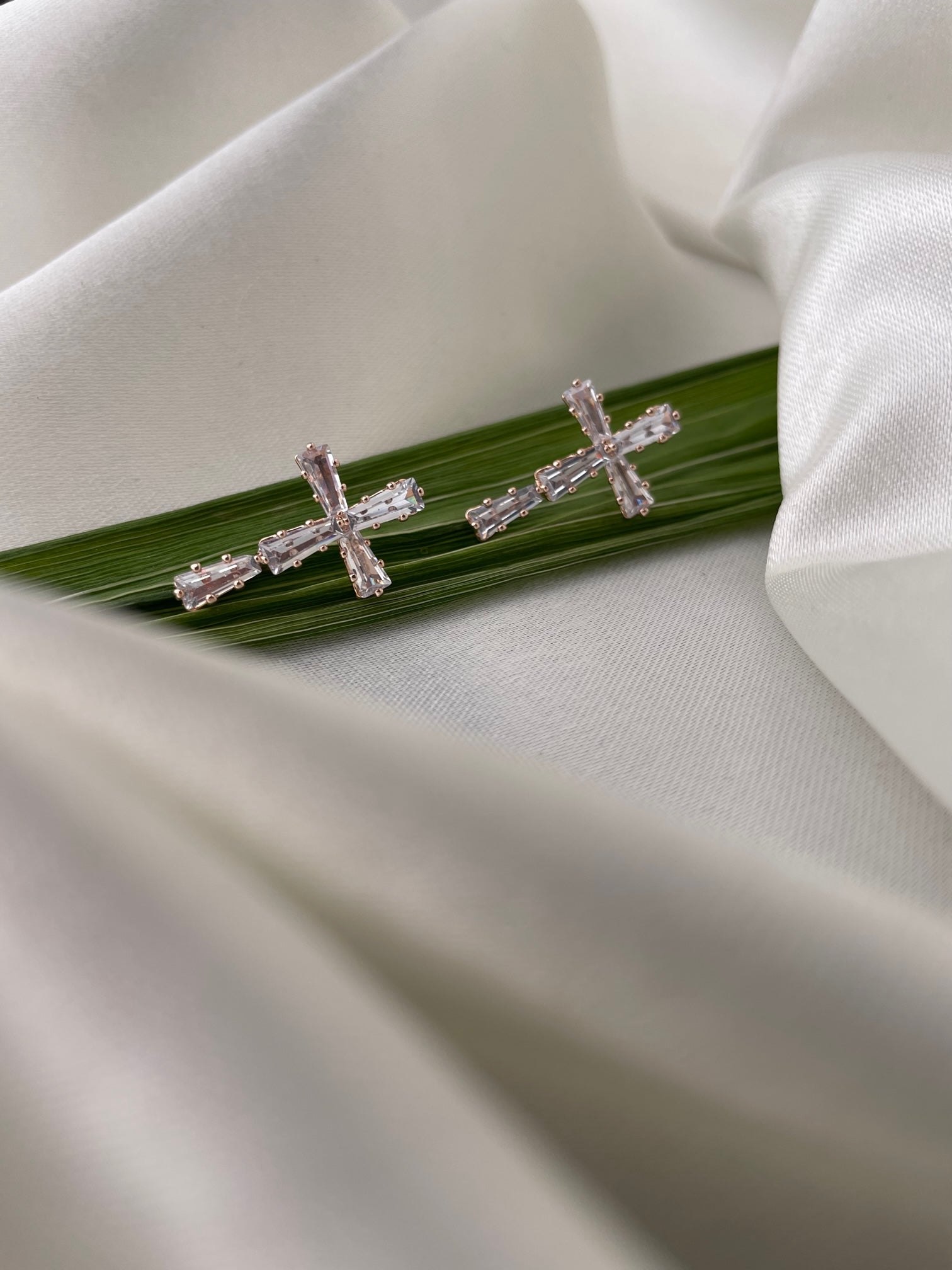 Rhinestone Cross Earrings.