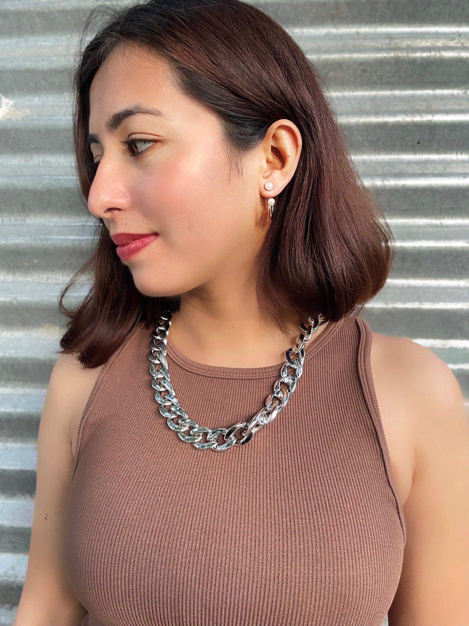 Chunky Silver Chain Necklace-Slayink-accessories