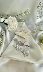 Set of Pearl Clip & Rhinestone Star Pin