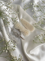 Set of Pearl Clip & Rhinestone Star Pin