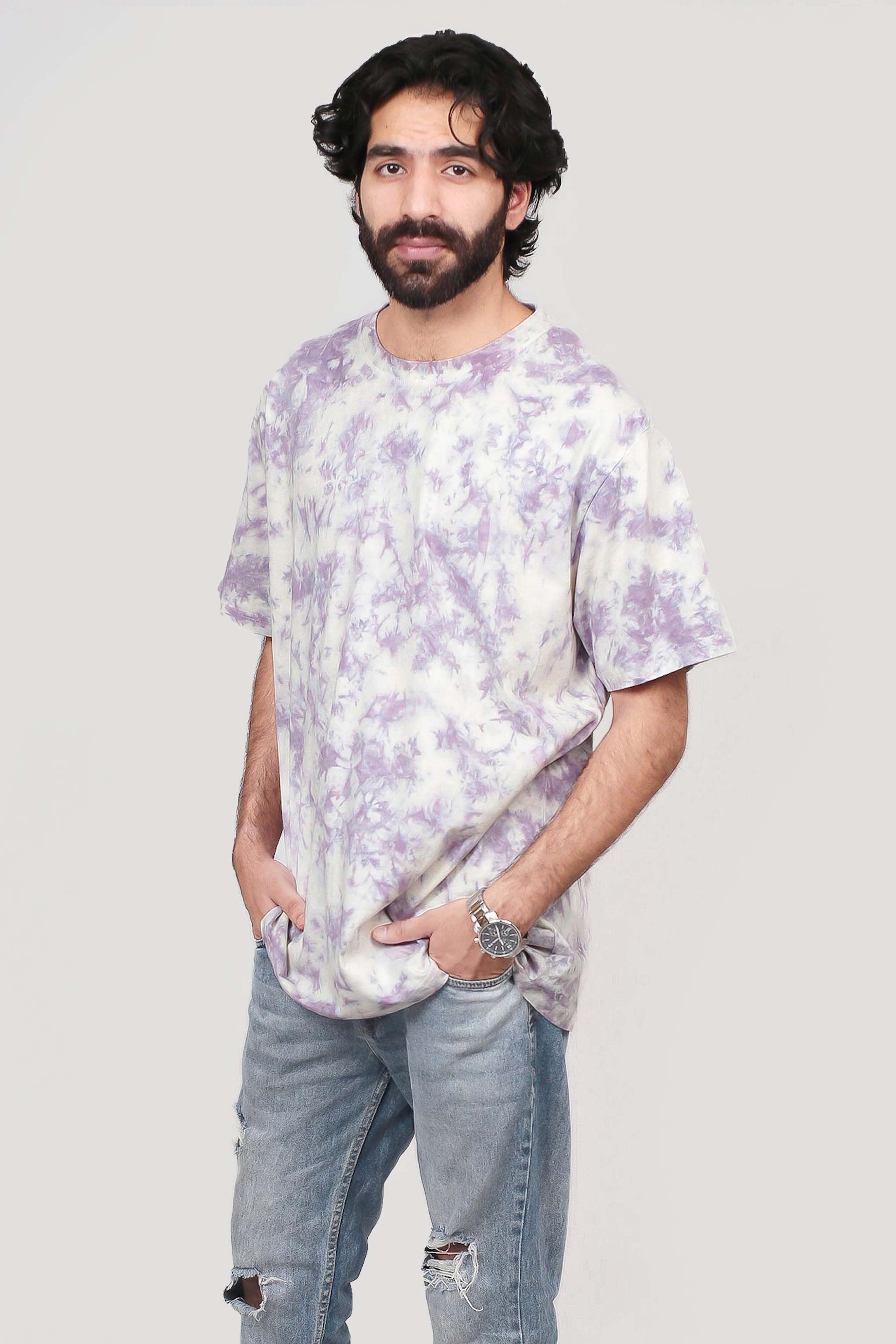 Grey tie & dye oversized t-shirt, men oversized t-shirt, men oversized tie & dye t-shirt, cotton t-shirt