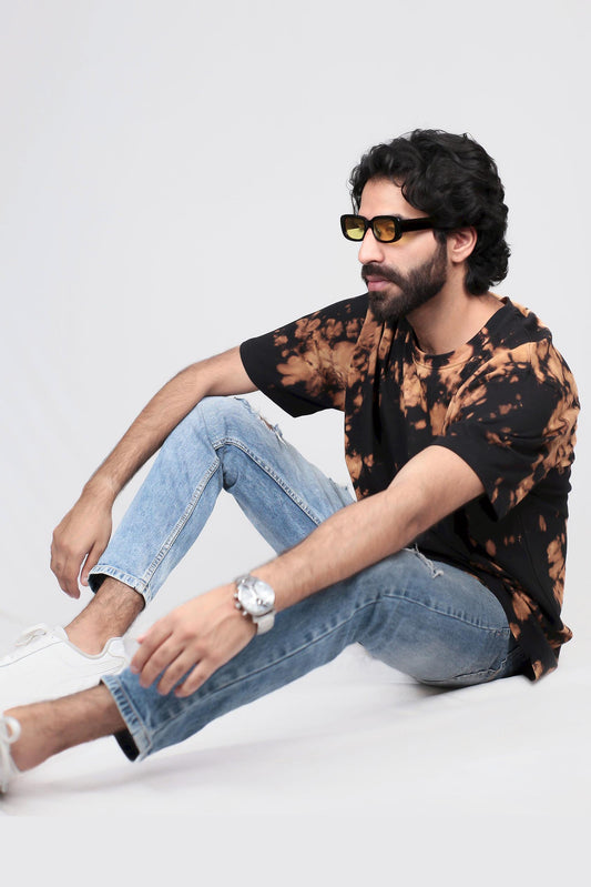 black tie & dye oversized t-shirt, men oversized t-shirt, men oversized tie & dye t-shirt, cotton t-shirt