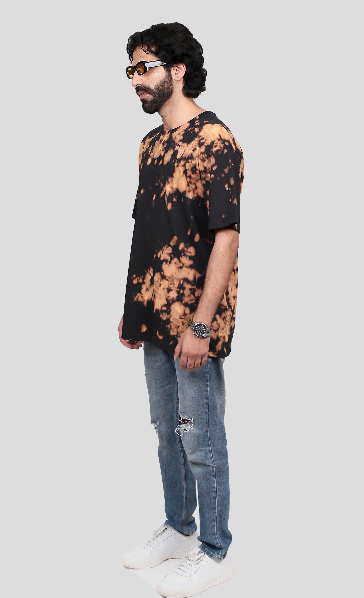black tie & dye oversized t-shirt, men oversized t-shirt, men oversized tie & dye t-shirt, cotton t-shirt