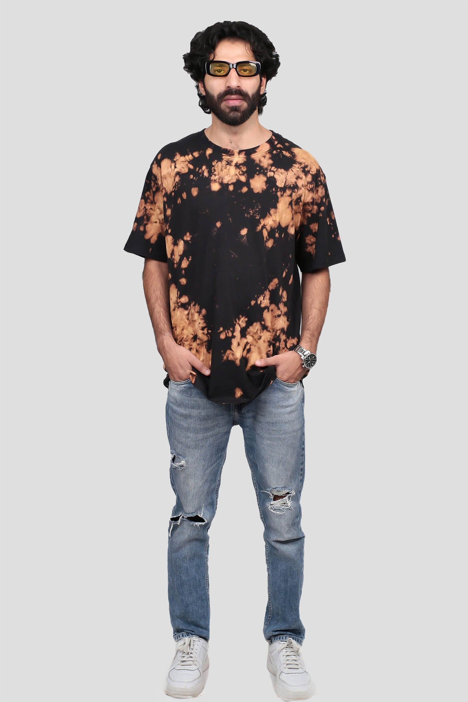 black tie & dye oversized t-shirt, men oversized t-shirt, men oversized tie & dye t-shirt, cotton t-shirt
