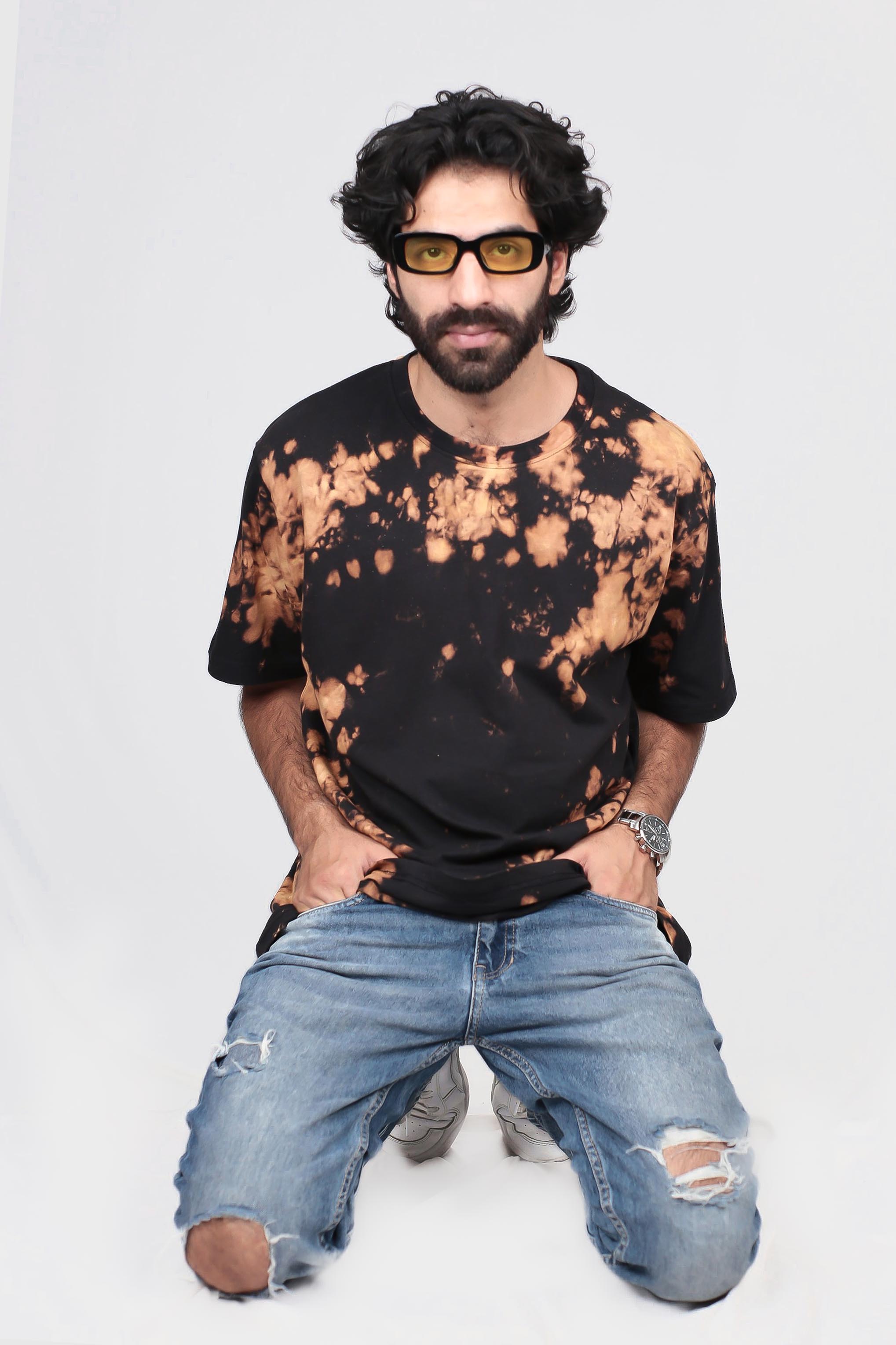 black tie & dye oversized t-shirt, men oversized t-shirt, men oversized tie & dye t-shirt, cotton t-shirt